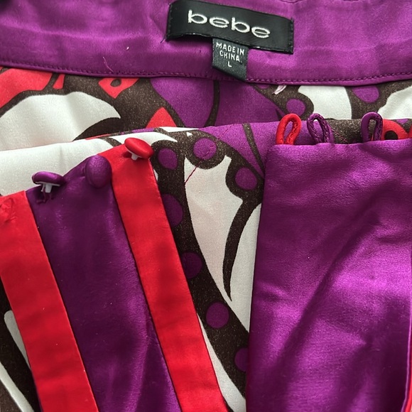 Bebe purple, red, white, brown and beige halter top. - Picture 10 of 13
